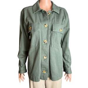 Free Assembly Womens Green Shirt Jacket Large Utility Military Streetwear